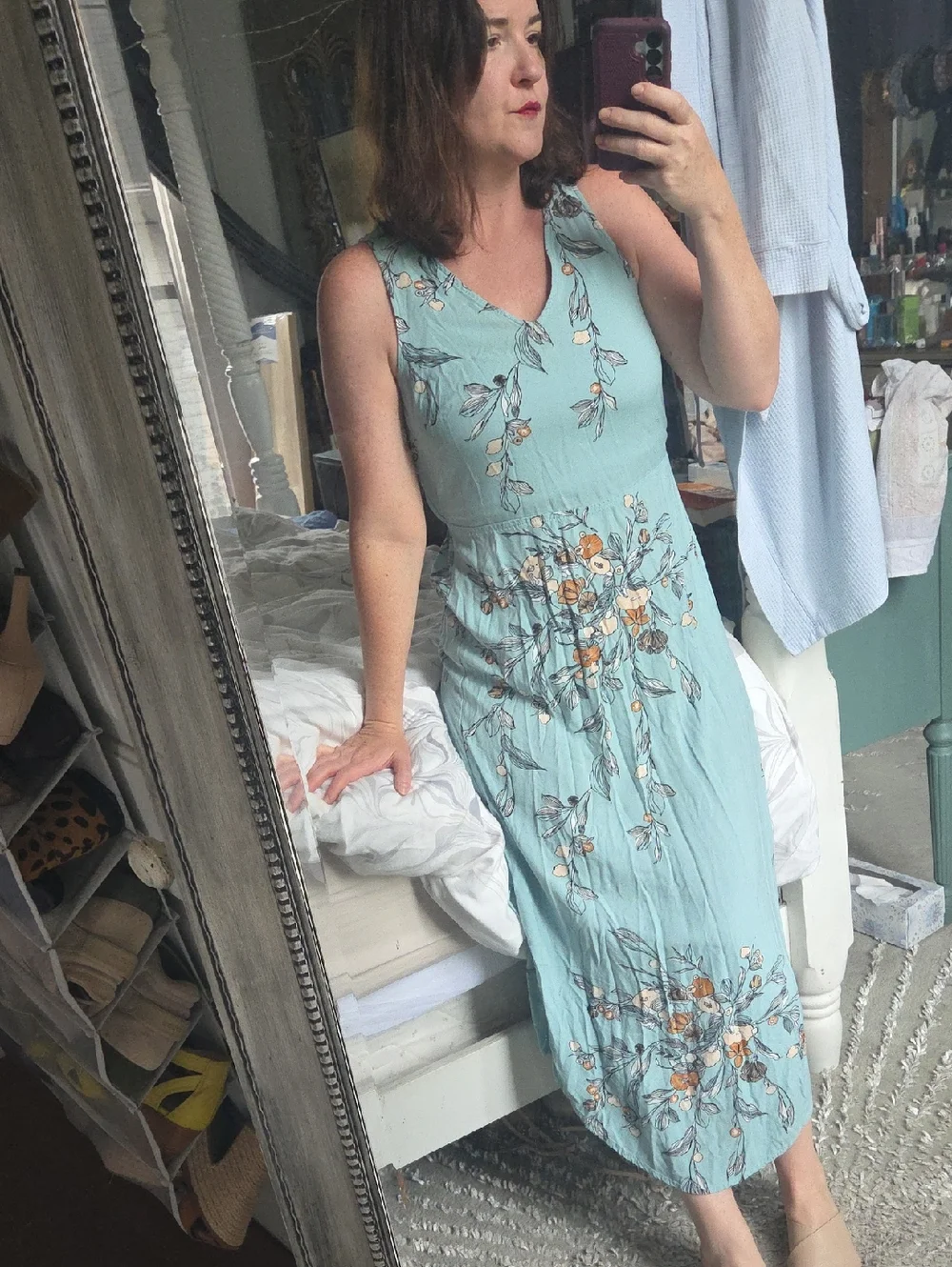 floral maxi dress plus size Green Floral Plus Size Long Maxi Dress Polyester Boho Kaftan for Women main image 0